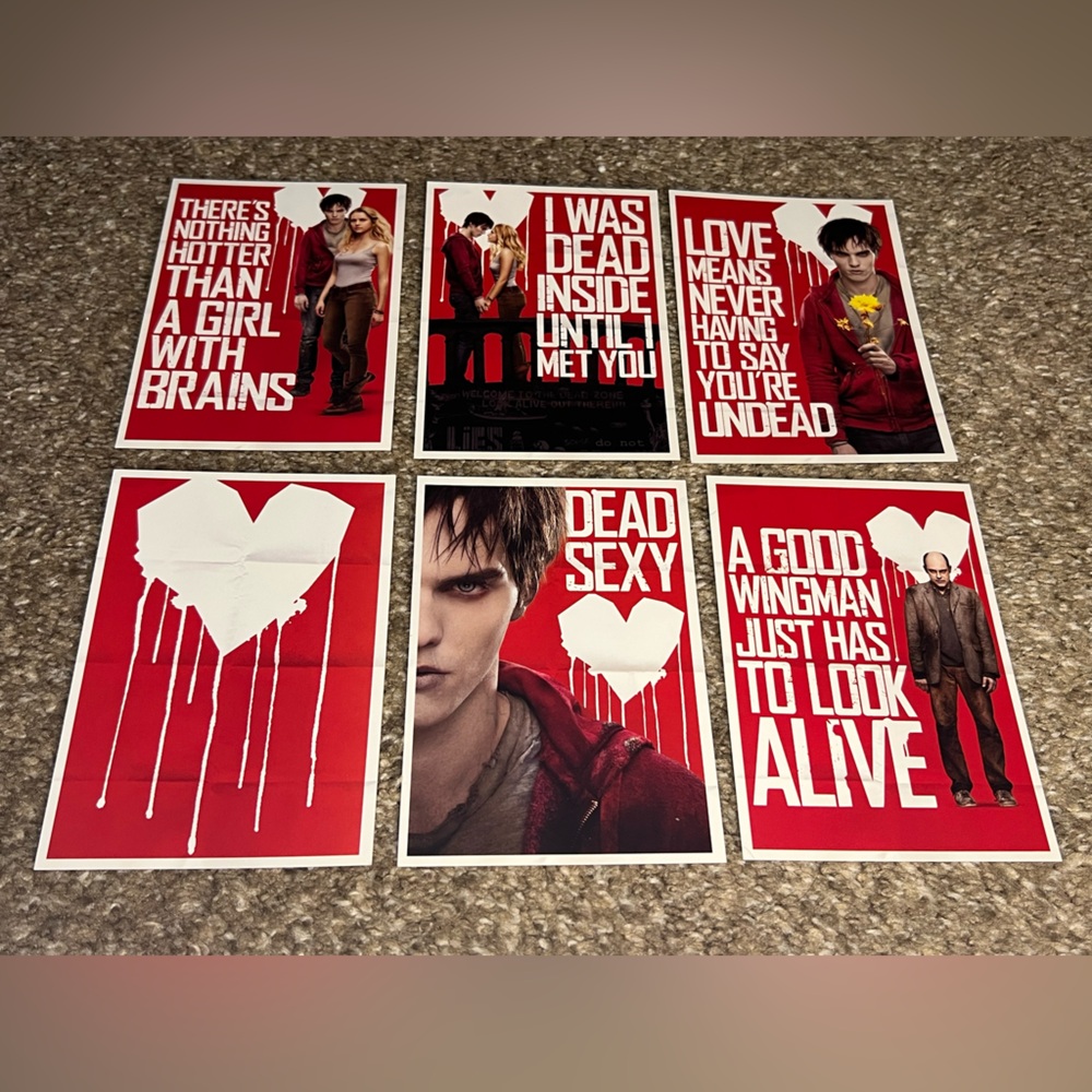 Full Set of 6 Warm Bodies 2013 Valentine’s Day Cards Hot Topic Promo Exclusive